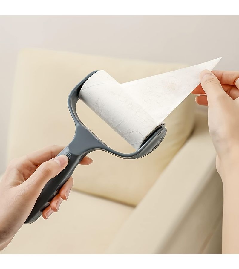 Gray Flat Adhesive Lint Rollers 3 Rolls Replacement Paper for Sofa Desk Chair Pet Hair Remover T Handle - Image 4