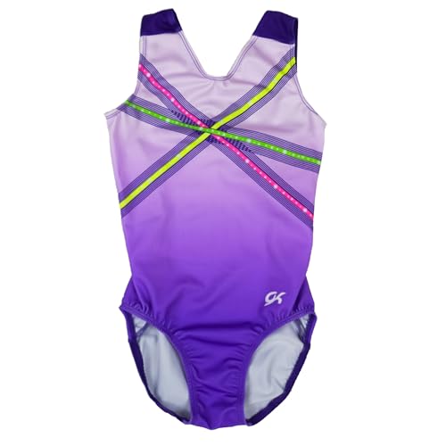 GK Glitz & Glam Gymnastics Leotard for Girls with Matching Scrunchie (Adult Small, Purple) - Image 1