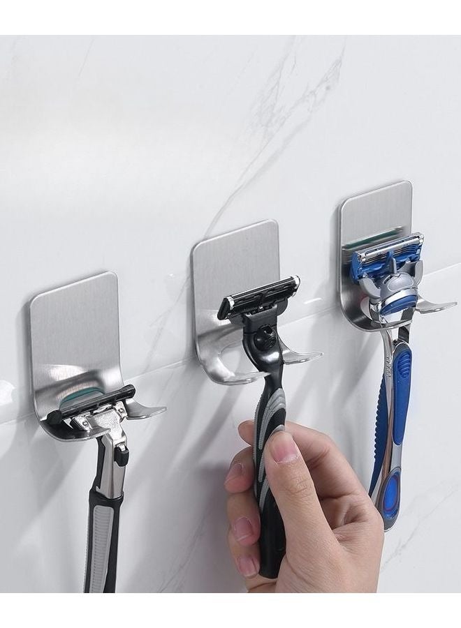 5 قطع حامل شفرات حلاقة مثبت على الحائط من الفولاذ المقاوم للصدأ يلصق دون الحاجة إلى الحفر يوفر مساحة - Image 2