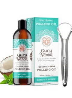 8 Fl.Oz GuruNanda Oil Pulling with Coconut & Peppermint Oil + Tongue Scraper - Natural, Alcohol-Free Mouthwash for Fresh Breath, Teeth Whitening, and Healthy Teeth & Gums - pzsku/Z59224EA96E1556EA90CBZ/45/_/1732266321/ba4ebb2c-9c8d-4f9f-944f-db8b94d8623b