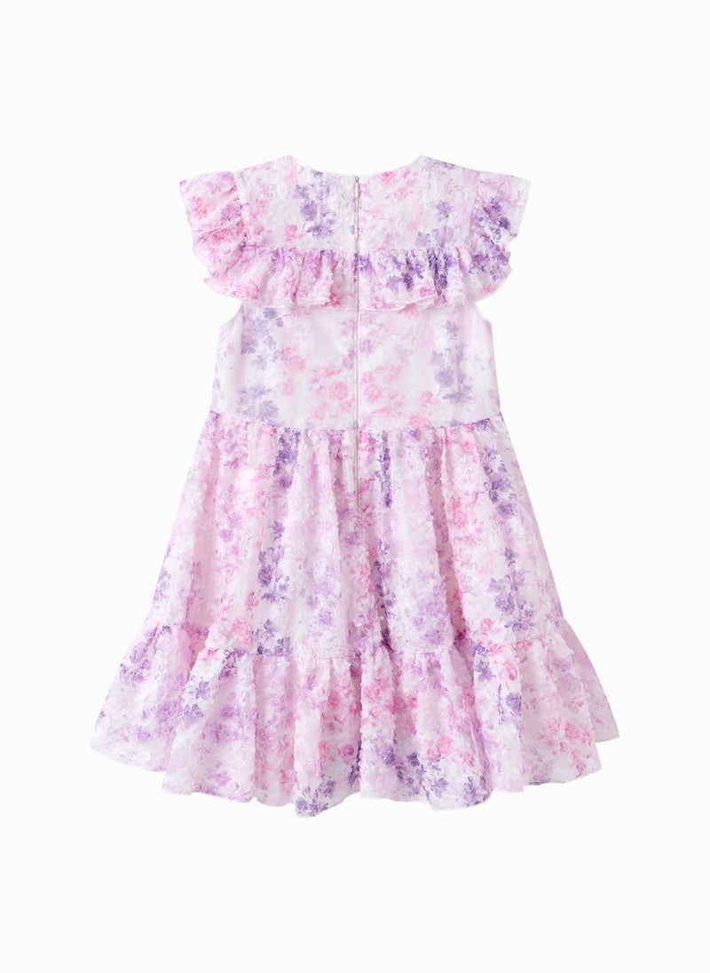 بالابالا فستان بطبقات وكشكشة بنقشة الزهور - Image 2