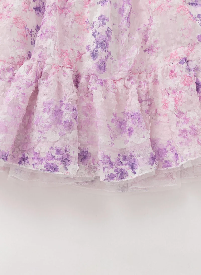 Balabala Floral Ruffle Tiered Dress