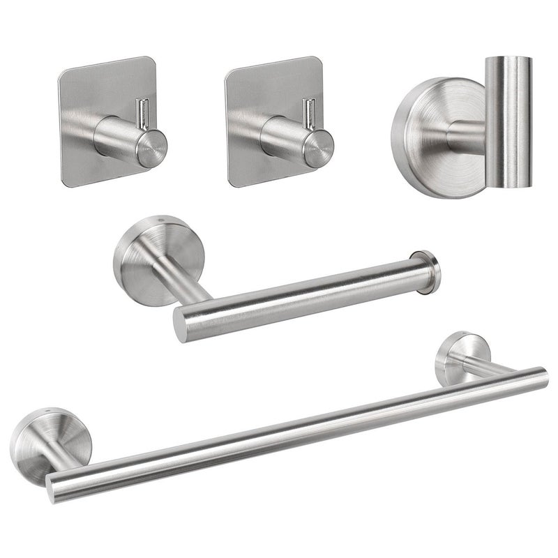 TocTen Bathroom Hardware Set, Thick Stainless Steel Bath Towel Bar Set Including Towel Rack for Bathroom+Toilet Paper Holder+3 Robe Towel Hooks Wall Mount Bathroom Accessory Set(16IN,Brushed Nickel) - Image 1