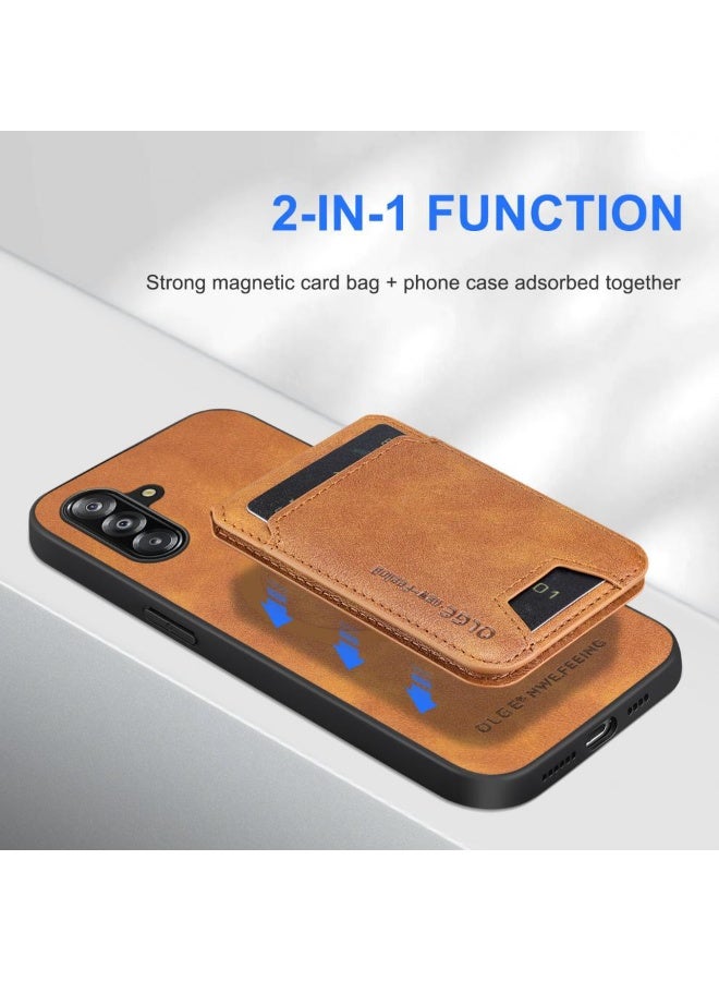 Compatible with Samsung Galaxy A17 Wallet Case, Magnetic 2 in 1 Detachable Card Holder Case with MagSafe, Vintage Leather RFID Blocking Flip Kickstand Case for Men Women - Image 5