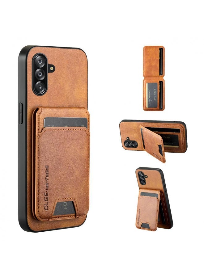 Compatible with Samsung Galaxy A17 Wallet Case, Magnetic 2 in 1 Detachable Card Holder Case with MagSafe, Vintage Leather RFID Blocking Flip Kickstand Case for Men Women - Image 1