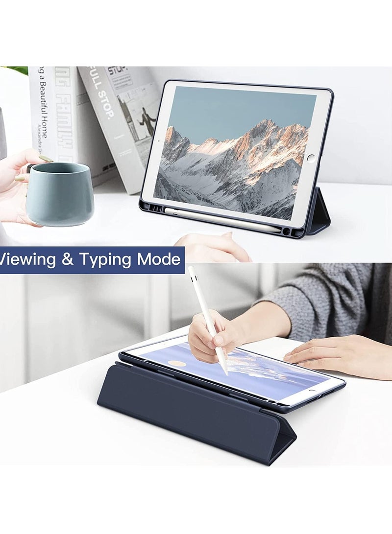JAJEEK Case Compatible with iPad 10.2-Inch (9th/8th/7th Generation, 2021/2020/2019) – Clear Transparent Back Shell, Pencil Holder, Slim Stand, Shockproof Tablet Cover for iPad 10.2" with Full Protection Navy Blue, 10.2 - Image 4