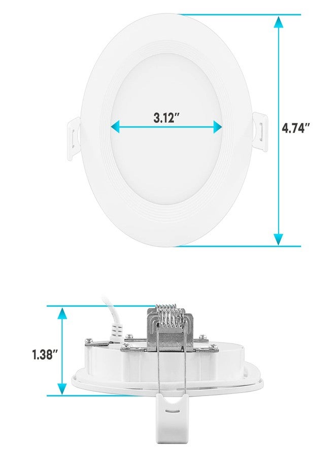 LUXRITE 4 Inch Ultra Thin LED Recessed Lighting, 10.5W, 5 Color Selectable 2700K | 3000K | 3500K | 4000K | 5000K, CRI 90, 750 Lumens, Dimmable LED Wafer Lights, Wet Rated, UL Listed, Baffle Trim - Image 5