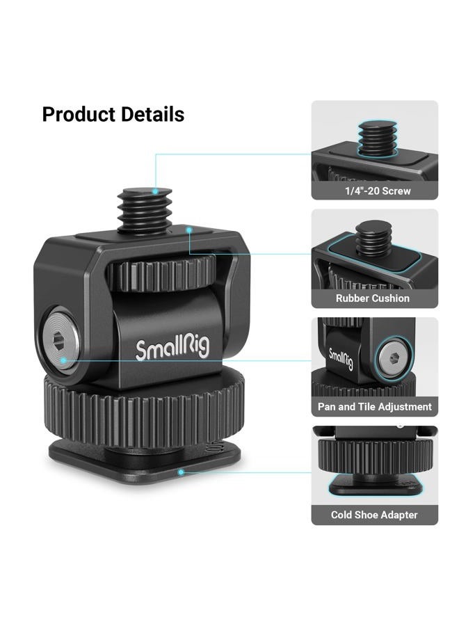 SMALLRIG 1/4" Mini Ball Head Cold Shoe Mount Adapter with 1/4"-20 Thread for Camera Phone Cage LED Video Light-3577 - Image 4