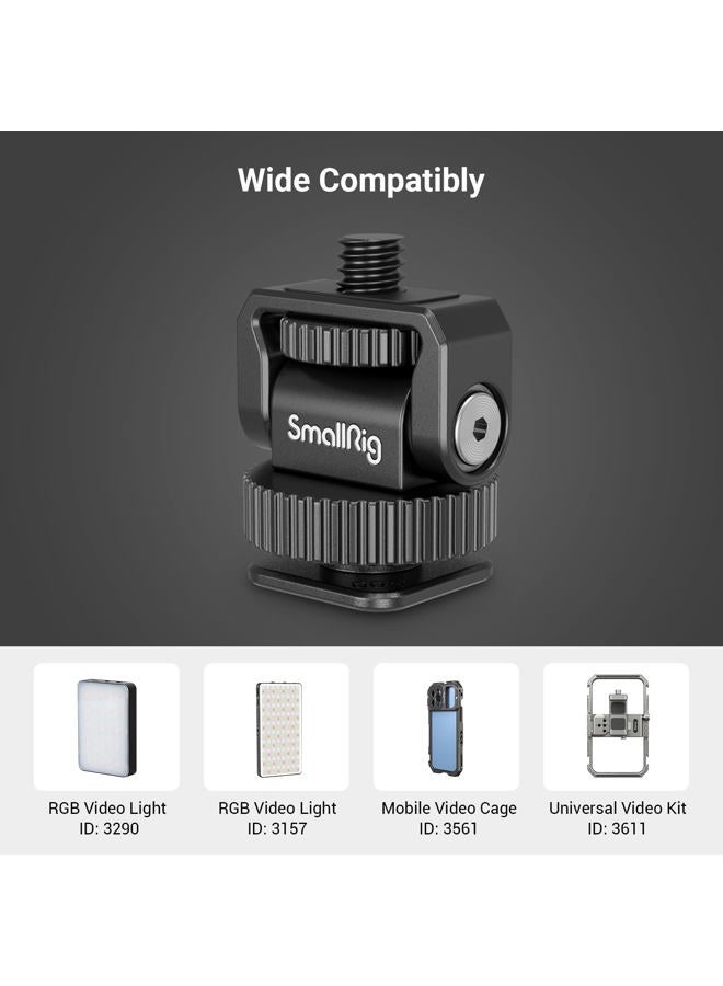 SMALLRIG 1/4" Mini Ball Head Cold Shoe Mount Adapter with 1/4"-20 Thread for Camera Phone Cage LED Video Light-3577 - Image 5