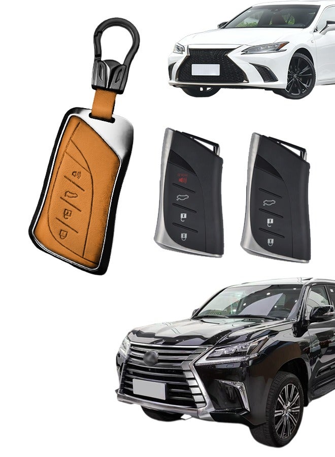 Car key cover, suitable for Lexus, perfectly wraps car keys, high-end, drop-resistant, material: first layer cowhide and aluminum alloy. goodcar - Image 1