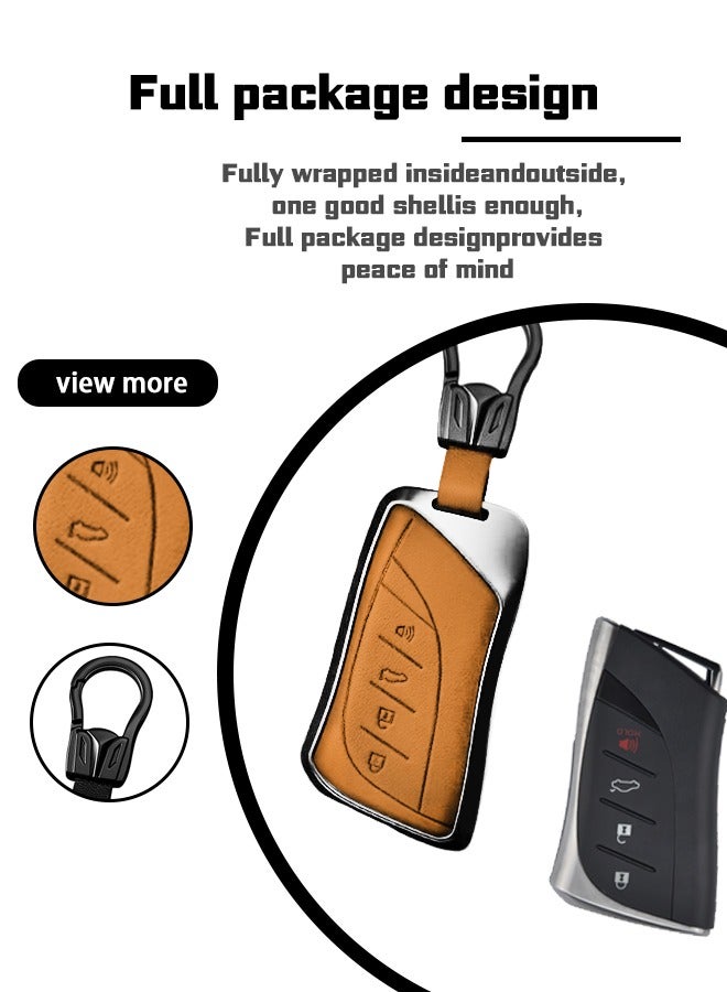 Car key cover, suitable for Lexus, perfectly wraps car keys, high-end, drop-resistant, material: first layer cowhide and aluminum alloy. goodcar - Image 2