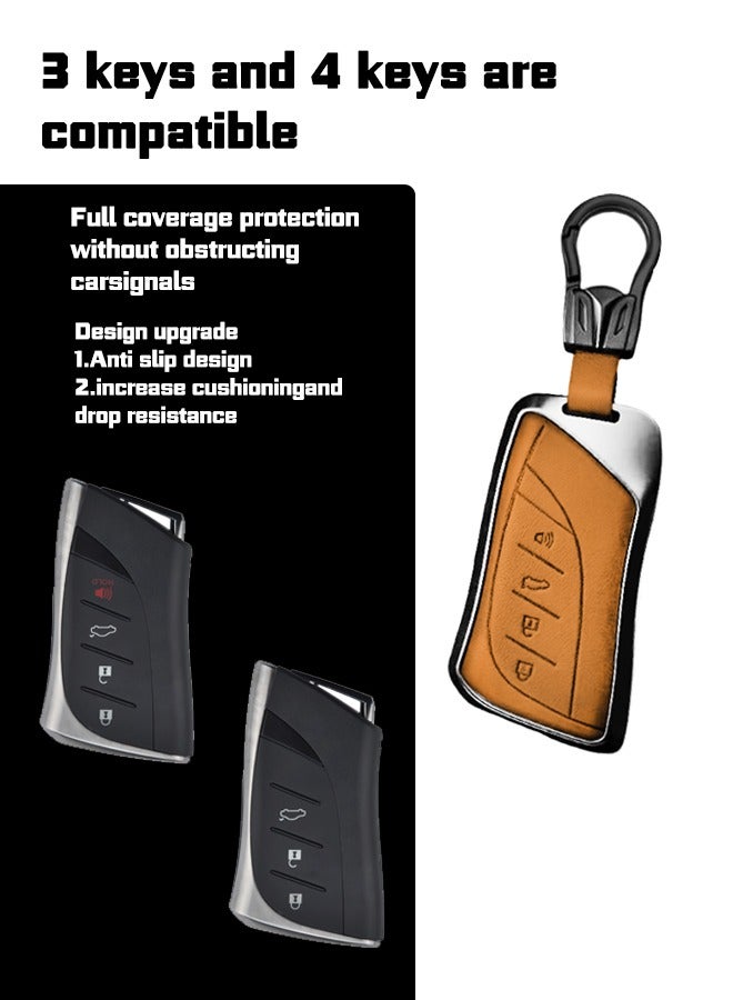 Car key cover, suitable for Lexus, perfectly wraps car keys, high-end, drop-resistant, material: first layer cowhide and aluminum alloy. goodcar - Image 5