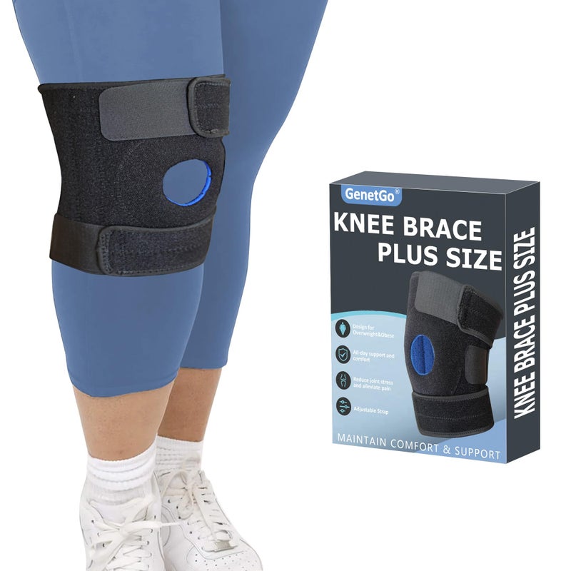 GenetGo Plus Size Knee Brace for Obese Women & Men - Adjustable Knee Support for Meniscus Tear, Arthritis Pain, Compression with Side Stabilizers (4XL/5XL/6XL) - Image 1