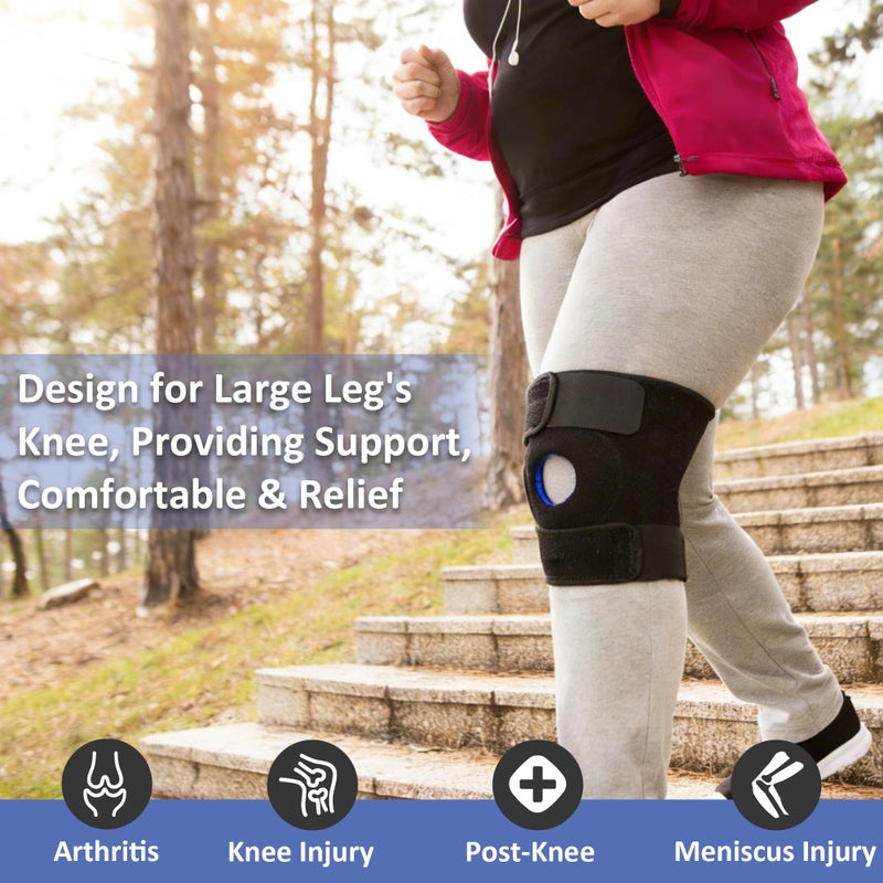 GenetGo Plus Size Knee Brace for Obese Women & Men - Adjustable Knee Support for Meniscus Tear, Arthritis Pain, Compression with Side Stabilizers (4XL/5XL/6XL) - Image 2
