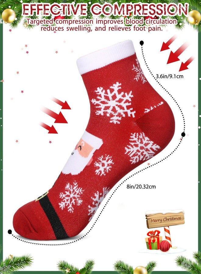 Bunnycool جوارب ضغط الكاحل من باني كول، 6 أزواج للنساء، جوارب رياضية قصيرة داعمة للكاحل بنقشة زهور عيد الميلاد، مناسبة للجري والمشي لمسافات طويلة (مقاس متوسط، ألوان عيد الميلاد، متعددة الألوان) - Image 2