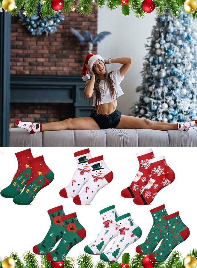 Bunnycool جوارب ضغط الكاحل من باني كول، 6 أزواج للنساء، جوارب رياضية قصيرة داعمة للكاحل بنقشة زهور عيد الميلاد، مناسبة للجري والمشي لمسافات طويلة (مقاس متوسط، ألوان عيد الميلاد، متعددة الألوان) - Image 5