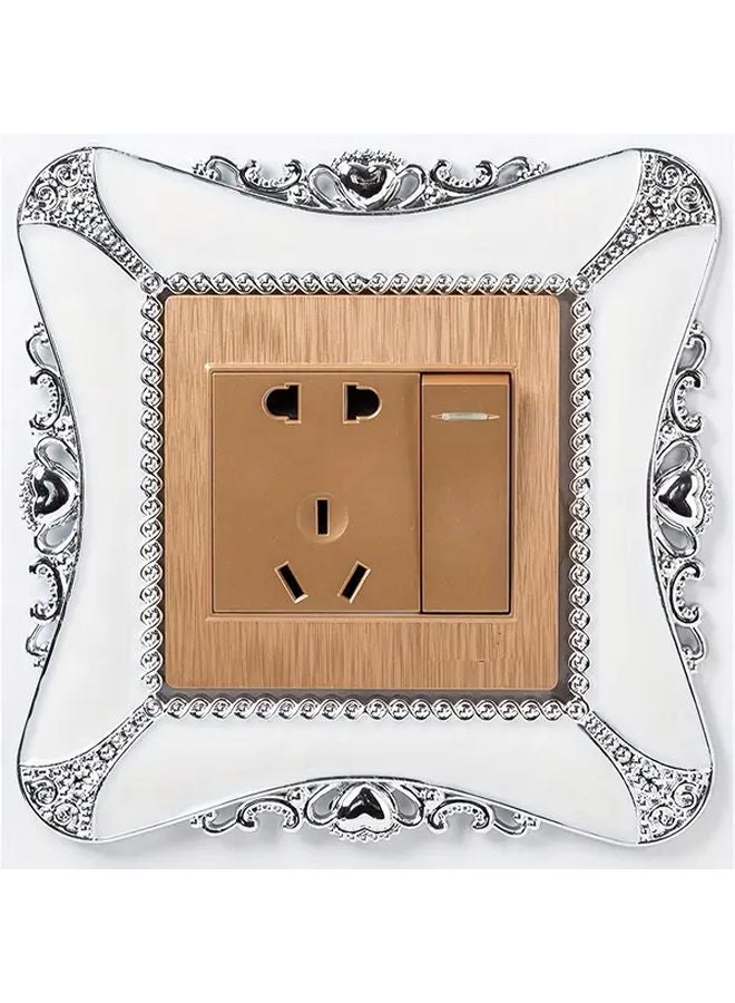 Vintage Heart Shaped Switch Sticker Cover Silvery White Peel Stick No Wiring Golden Frame - Image 1