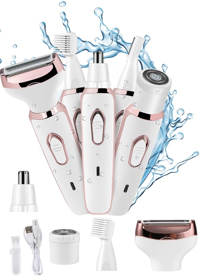 سوسيتي مقص شعر الحاجبين SUCITY، مقص شعر متعدد الوظائف رباعي الوظائف، مفرز كهربائي للنساء، مقص شعر الحاجبين قابل للشحن عبر USB بمنشأ ABS+UV، مفرز بدون ألم، مقص شعر للبكيني والشعر الأنفي والحاجبين والجسم والشعر الجانبي - Image 1