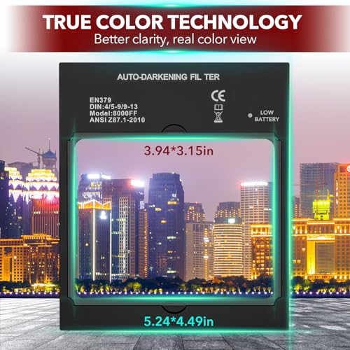 TRQWH Panoramic View Welding Helmet Auto Darkening Welding Hood True Color 4 Arc Sensor Welding Mask Large Viewing 3.94" x 3.15" Wide Shade 4/5-9/9-13 Weld Helmet for TIG MIG ARC Weld (Red) - Image 3