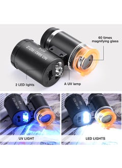SYOSI Magnifier, 2 Pieces 60X Mini Pocket Microscope, Jewelers Eye Loupe with 3 Light, Portable Magnifying Glass for Handcrafts Jewelry Diamond Gem Coins Currency  - Image 2