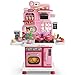 Letapapa Play Kitchen Set Kids Kitchen Playset with Realistic Sound Light Cooking Stove Sink Play Food and Accessories 57 Pcs Kitchen Toys Gifts for Toddlers 24 35 Girls Pink - Image 2