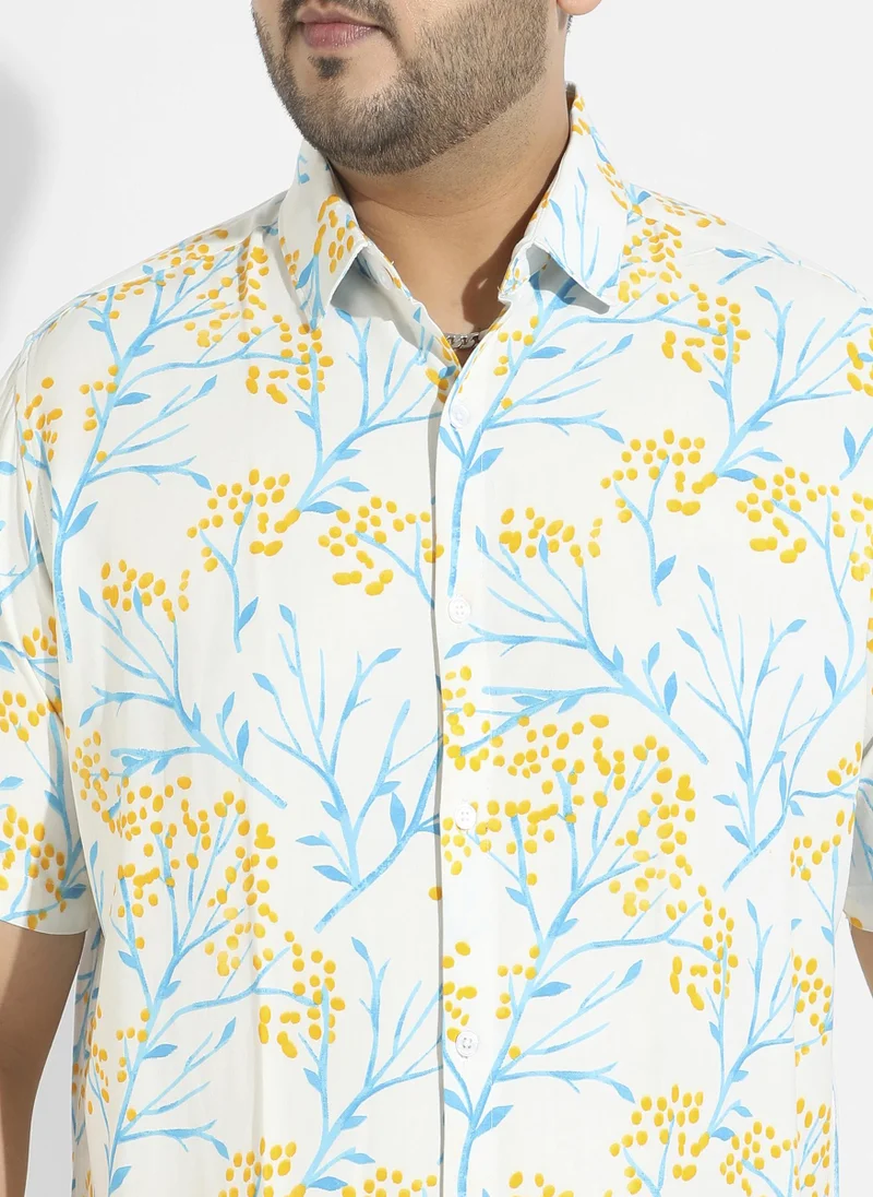 Instafab Plus Men's Multicolour Floral Strokes Shirt
