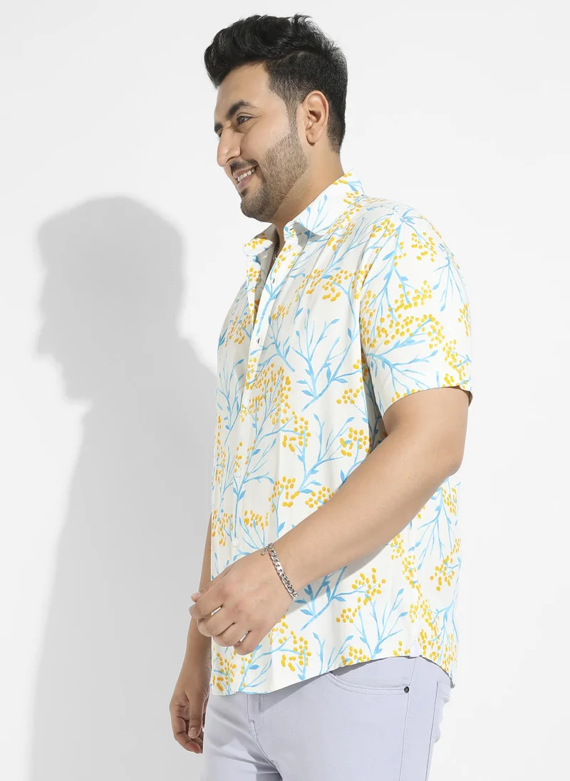 Instafab Plus Men's Multicolour Floral Strokes Shirt