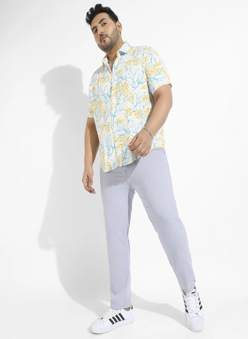 Instafab Plus Men's Multicolour Floral Strokes Shirt