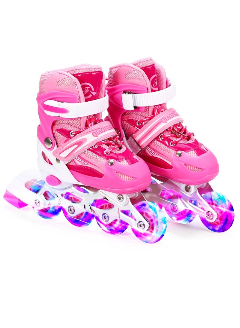QIAOFENG Skate Shoes - Roller Skates Shoes With Light Up Wheels - Roller Skates Skating Shoes for Boys Girls Kids, Outdoor and Indoor Speed Racing Rollerblade - Breathable and Adjustable Inline Skates With Bag - Image 1