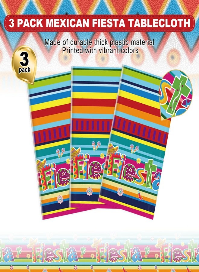 Ohkishly 3 Pcs Mexican Fiesta Plastic Tablecloth 108 x 54 Inch Plastic Cinco De Mayo Printed Table Cloth Table Cover for Fiesta Taco Mexico Themed Birthday Party Supplies - Image 4