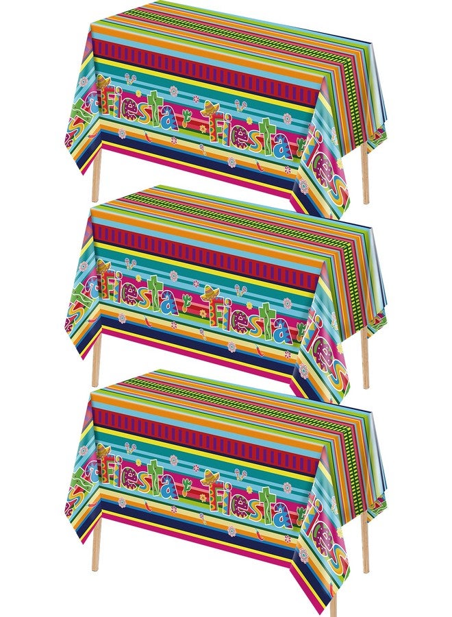 Ohkishly 3 Pcs Mexican Fiesta Plastic Tablecloth 108 x 54 Inch Plastic Cinco De Mayo Printed Table Cloth Table Cover for Fiesta Taco Mexico Themed Birthday Party Supplies - Image 1