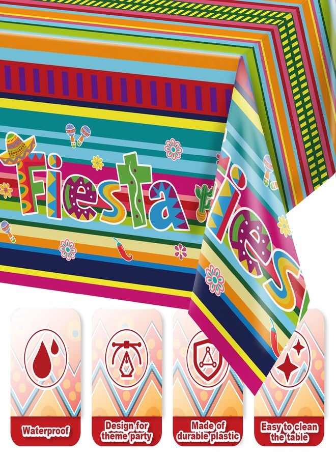 Ohkishly 3 Pcs Mexican Fiesta Plastic Tablecloth 108 x 54 Inch Plastic Cinco De Mayo Printed Table Cloth Table Cover for Fiesta Taco Mexico Themed Birthday Party Supplies - Image 3