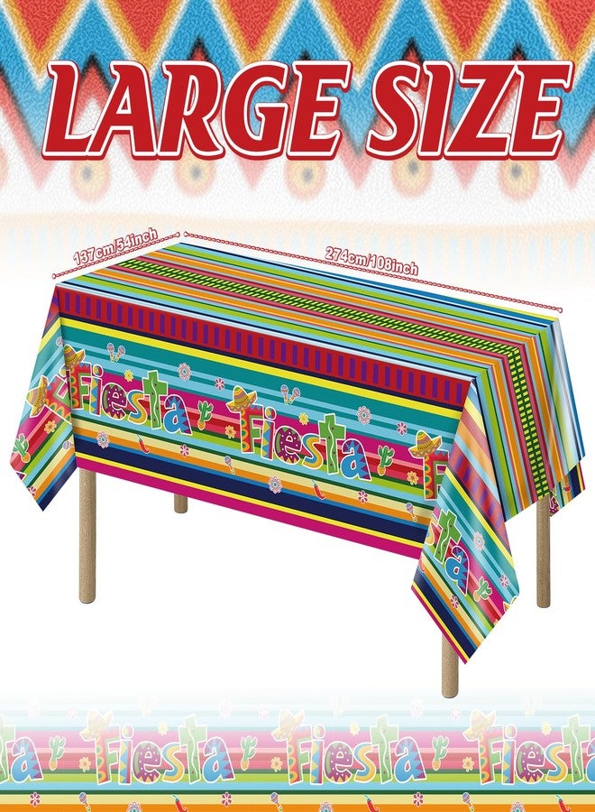 Ohkishly 3 Pcs Mexican Fiesta Plastic Tablecloth 108 x 54 Inch Plastic Cinco De Mayo Printed Table Cloth Table Cover for Fiesta Taco Mexico Themed Birthday Party Supplies - Image 2