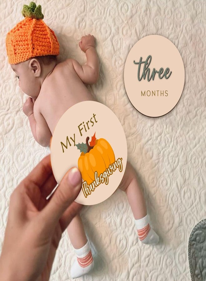 cephira Monthly Baby Milestone Maker Discs, Baby Milestone Signs for Newborn Baby, Hello World Newborn Sign for Girl & Boy, Baby Announcement Sign for 1-12 Month, Milestone Wooden Circles (Sage) - Image 4