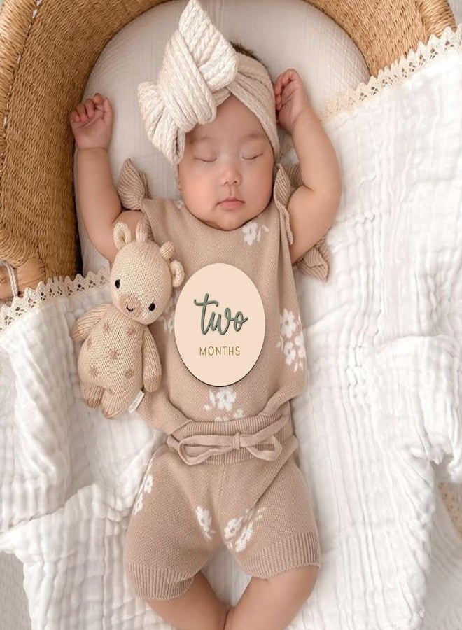 cephira Monthly Baby Milestone Maker Discs, Baby Milestone Signs for Newborn Baby, Hello World Newborn Sign for Girl & Boy, Baby Announcement Sign for 1-12 Month, Milestone Wooden Circles (Sage) - Image 5