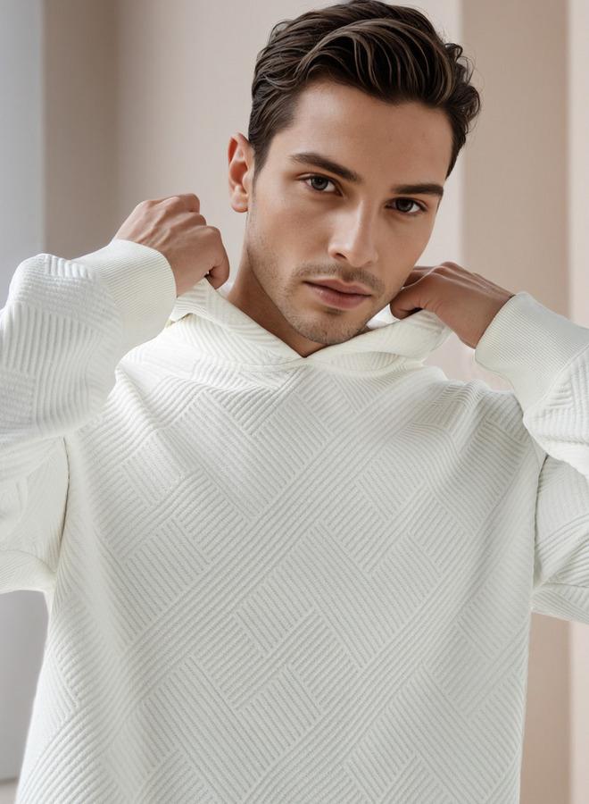 Emperor Men Relaxed Fit Textured Jacquard Hoodie - Image 4