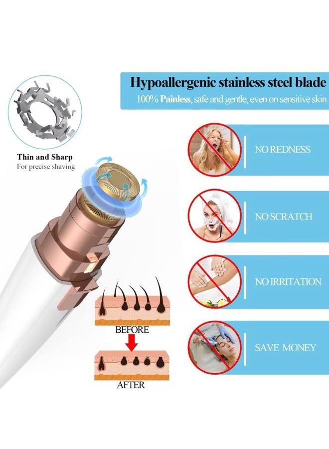 JNATER Eyebrow Razor,Facial Hair Removal for Women, (USB Rechargeable), 2 in 1 Eyebrow Trimmer and 100% Painless Hair Remover with Light for Nose, Lips, Face, Body - Image 3