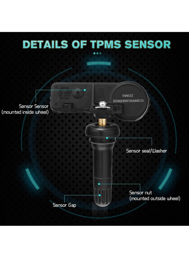 Loquat 315MHz Tire Pressure Sensor, TPMS Sensor Replacement for GMC Sierra, Buick, Cadillac, Chevy Impala, HHR, Equinox, Tahoe, Traverse, Malibu, Suburban, Replaces 13586335, 13581558, 13598771, 13598772 - Image 4