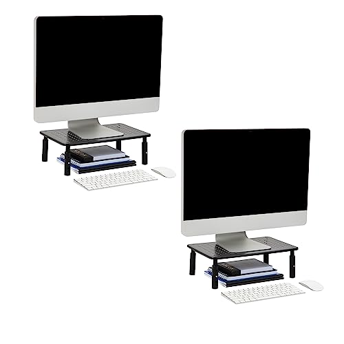 Mind Reader Monitor Stand Height Adjustable Ventilated Laptop Riser Metal 145 L x 925 W x 455 H Set of 2 Black