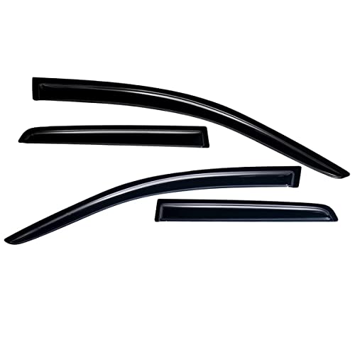 Lightronic واقيات نوافذ أوتوماتيكية خارجية لسيارات لايتترونيك، متينة للغاية، تناسب شيفروليه سيلفرادو 2019-2025 و GMC سييرا 1500 كاب مزدوج، واقيات مطر تحمي من الأشعة فوق البنفسجية، واقيات هواء أصلية، دخاني داكن، 4 قطع - Image 4