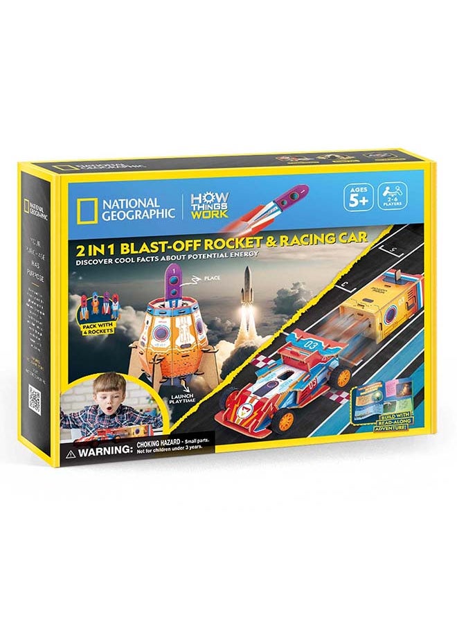 NATIONAL GEOGRAPHIC National Geographic 2-in-1 Blast-Off Rocket & Racing Car Set (2 Pieces, 23 cm)  - Image 1
