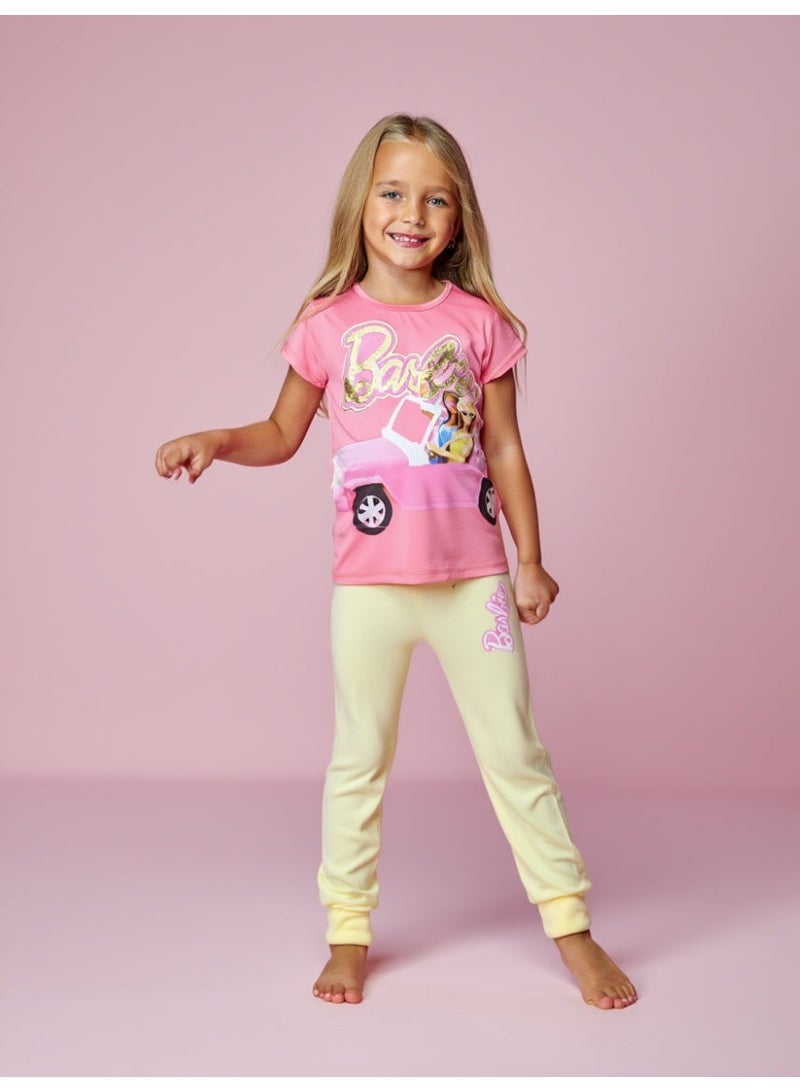 باربي - طقم بيجامة بأكمام قصيرة للفتيات - Image 1