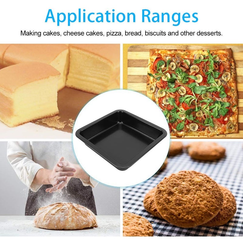 Square Non Stick Cake Mold Bakeware With Smooth Rounded Edges For Cheese Pizza Bread Black - Image 5