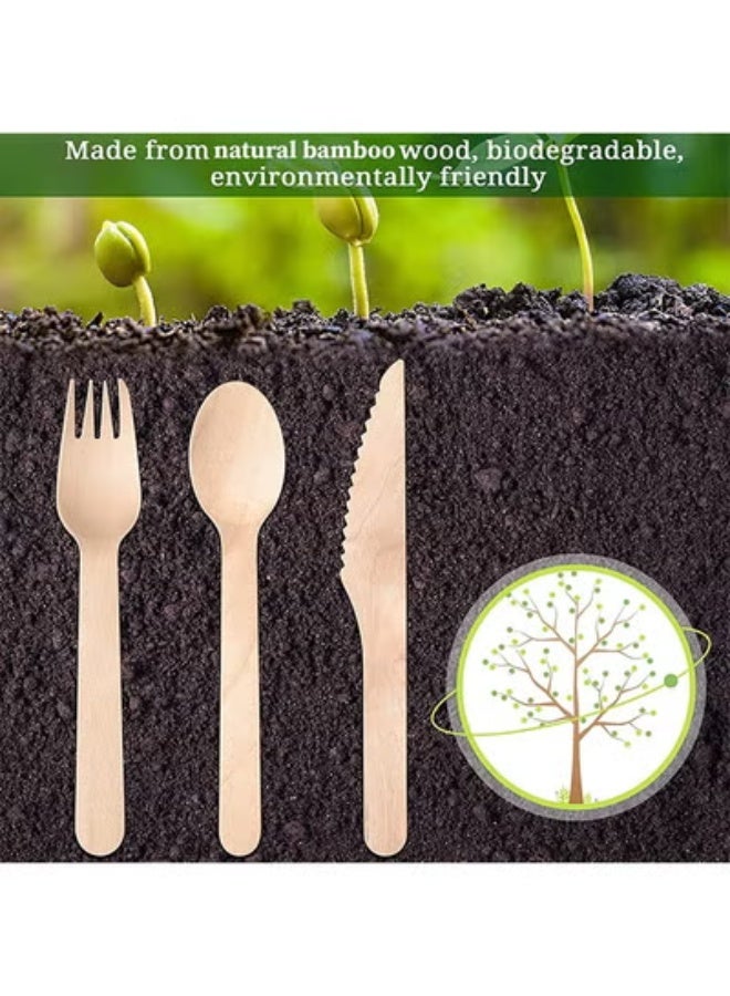 fantasize 50pcs Disposable Wooden Cutlery Set, Excellent quality, Eco Friendly Biodegradable & Compostable For Party Picnic Office Wedding & Indoor/Outdoor use, Deep spoons strong forks sharp knives. - Image 4