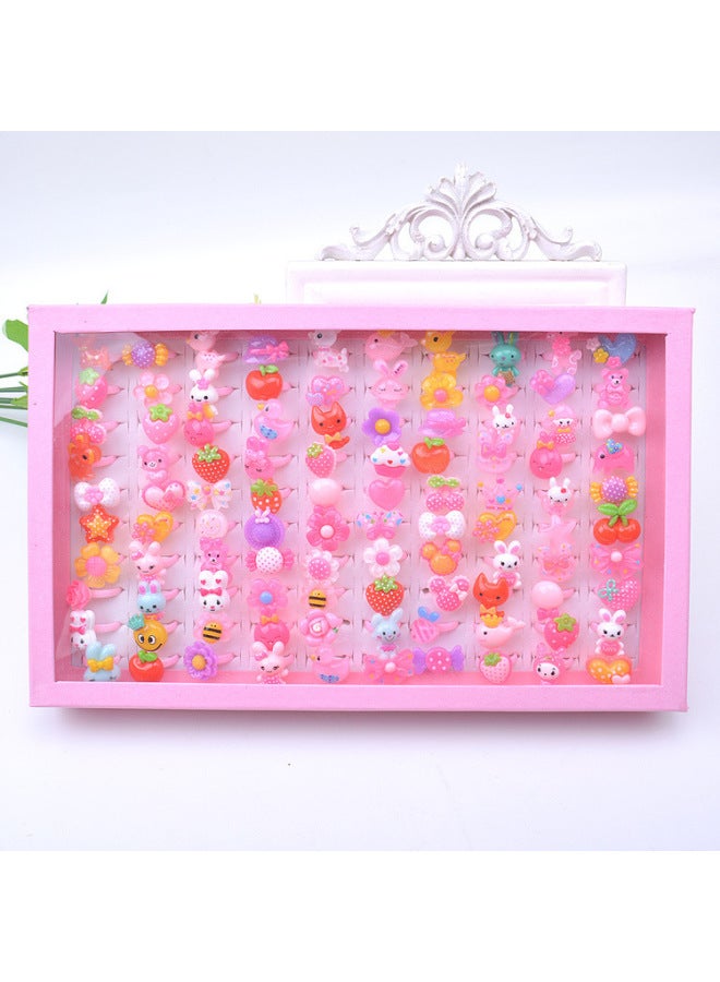 Kindergarten Children's Toy Ring Small Gift Cute Children's Plastic Jewelry Ring Wholesale Multi-specification Boxed 