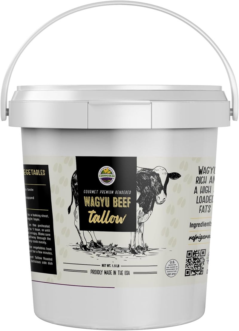 Cornhusker Kitchen Premium Rendered Wagyu Beef Tallow Tub - 1.5 lb | Paleo and Keto Friendly | Made in the USA - Image 1