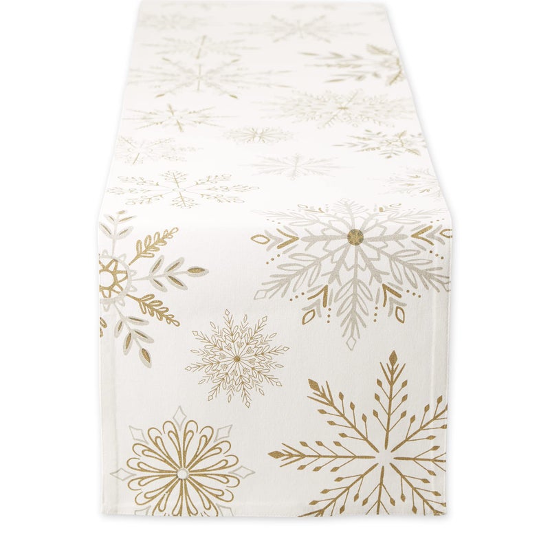 DII Holiday Dining Table Linen Sparkle Metallic Kitchen Dcor Table Runner 14x72 Snowflakes Print