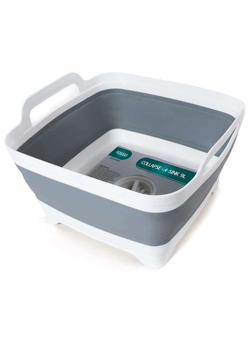 FOSJGO FOSJGO 24 Gal9L Collapsible Dish Basin with Drain PlugSpace Saving Multiuse Foldable Sink TubDishpanKitchen Sink for CampingPlastic TubVegetable WashingBeverage Tubs 