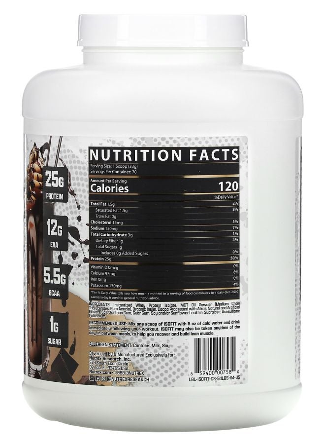 Nutrex Research IsoFit Chocolate Shake 5.1 lbs (2317 g) - Image 2