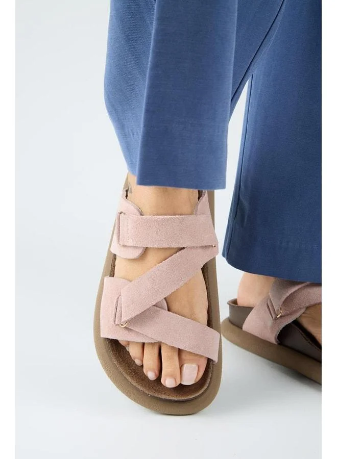 Tulipan Women's Real Leather Strap Powder Slipper.